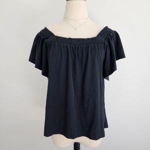 Black Ruffle Sleeve J Crew Blouse